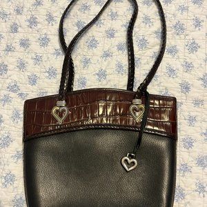 Brighton handbag 251426 black with brown trim and heart shaped accents